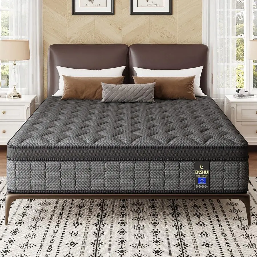 12 Inch Hybrid Mattress With Gel Memory Foam And Pocket Springs For Cooling And Support, Twin To King Sizes