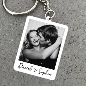 Valentines Day Gift for Him, Custom Photo Keychain, Couple Keychain, Boyfriend Husband Gift, Personalized Picture Keyring, Couple Gift