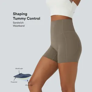 Halara UltraSculpt High Waisted Tummy Control Pocket Shaping Training Biker Shorts 5''