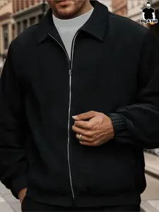 Plus Size Men's Corduroy Jacket Coats, Trendy Versatile Stylish Warm Blazer for Fall & Winter, Multi-Functional Casual Outerwear for Travel & Parties