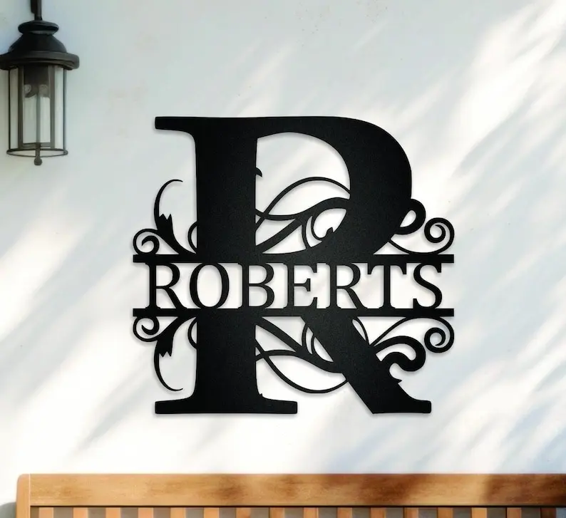 Custom Family Name Monogram Sign, Last Name Sign, Personalized Wedding Gift, Home Decor