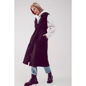 Ultra Longline Belted Gilet in Black