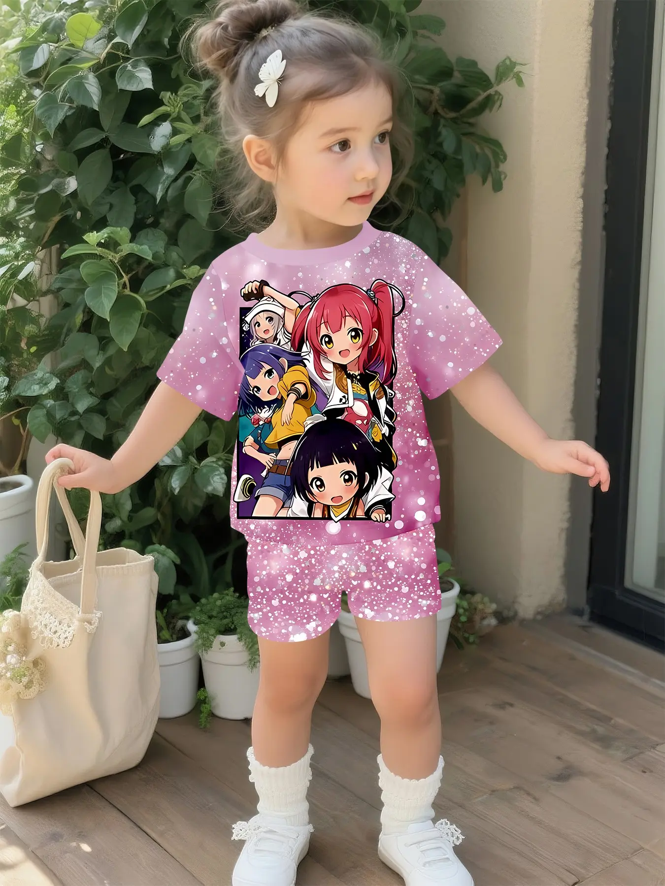 Starlight Sweet Dance Girls' Infant & Toddler Set with Digital Printing, 100% Polyester Infant Short Sleeve Set, Cute Casual Outfits for Baby Girls, T-Shirts Suitable for Daily and Outdoor Sports, Perfect Gift for Infants and Toddlers, Baby Clothing