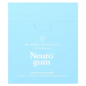 NeuroGum Energy & Focus Gum, Peppermint, 12 Pack, 9 Pieces Each