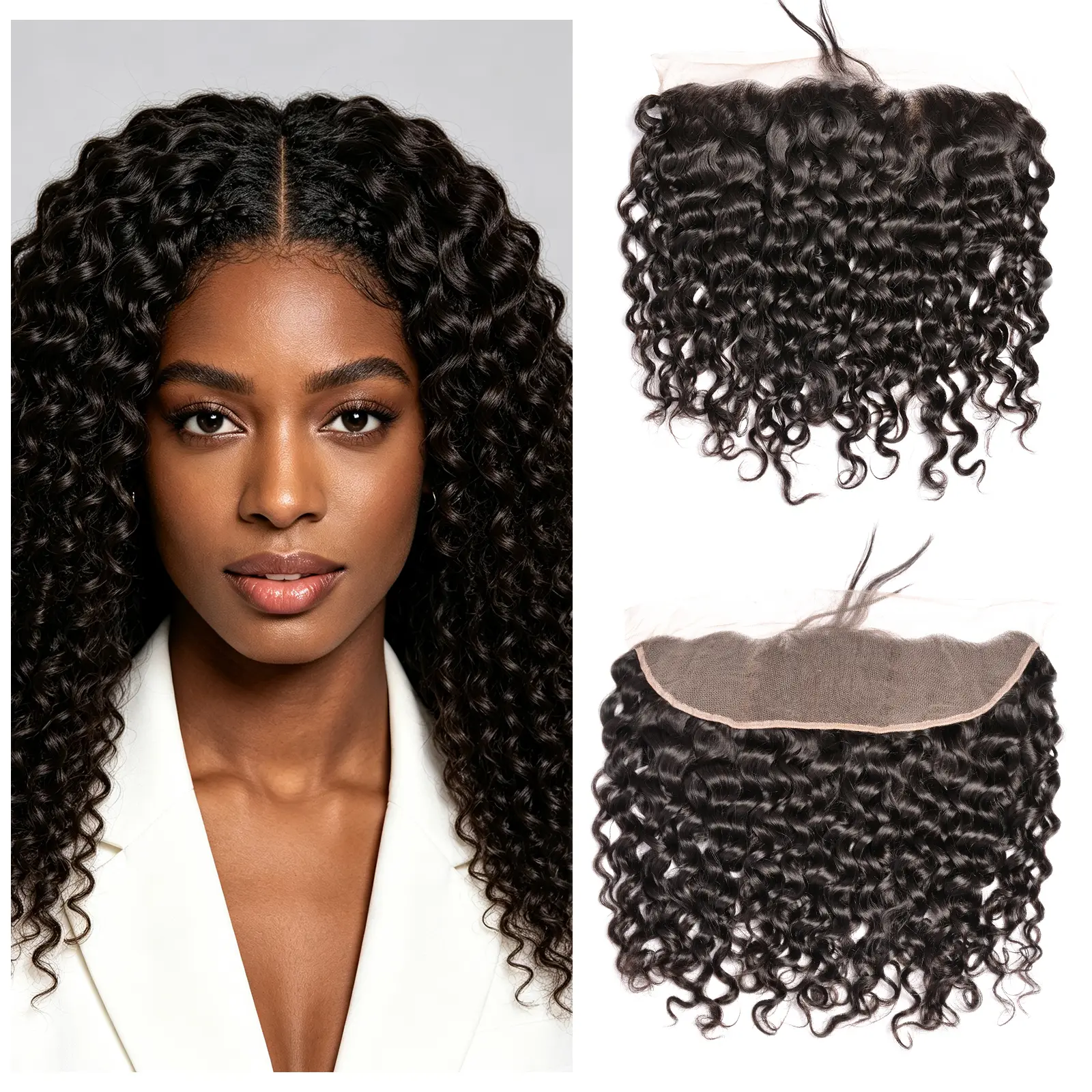 Msgem Hair 13 x 4&13 x 6 Lace Frontal Closure Water Wave Ear to Ear Lace Frontal Pre Plucked Body Wave Human Hair Closures Free Part 150% Density Natural Black Color #SummerVibes
