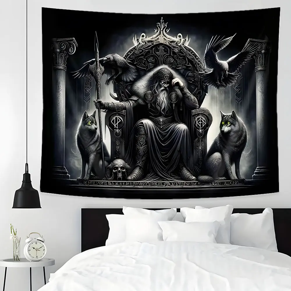 Viking Warrior Design Large Tapestry Wall Hanging, Multiple Sizes Polyester Fabric for Wall Decoration, Easy to Clean and Maintain. Soft and Durable Material, Suitable for Living rooms, Bedrooms, Homes and Parties.