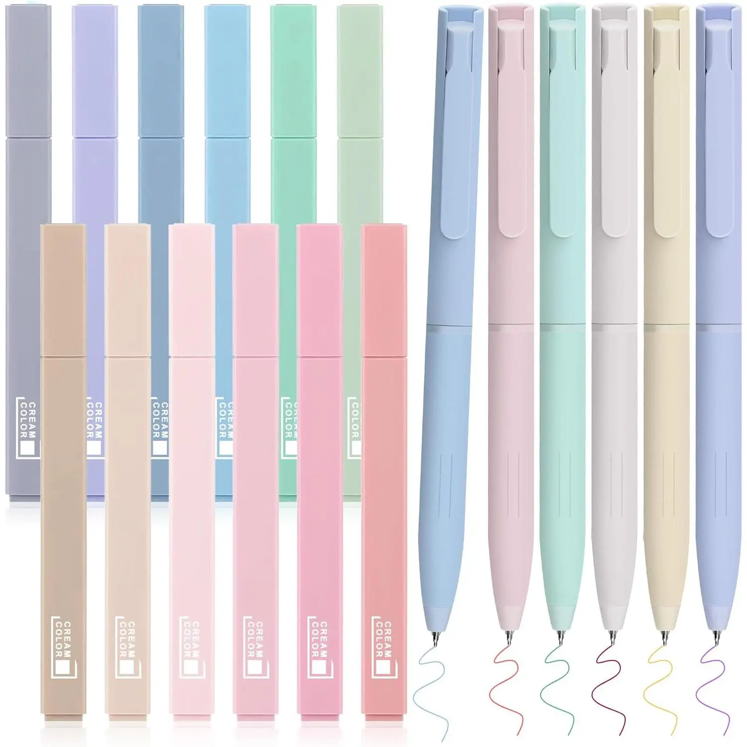 12 Pastel Bible Highlighters and 6 Multicolor Fineliner Pens Set, Cute Aesthetic Assorted Colors Markers for Bible Journaling Notes Office School Study Supplies, Quick Dry
