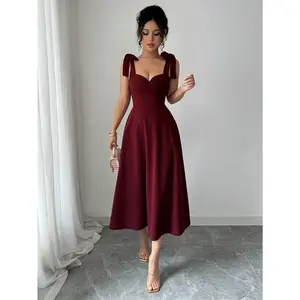 Women’s Sexy Strapless Backless Slim Fit High-Split Cocktail Midi Dress Wedding Party Dresses