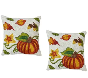 Temp-tations Harvest Set of (2) 14" Beaded Pillows