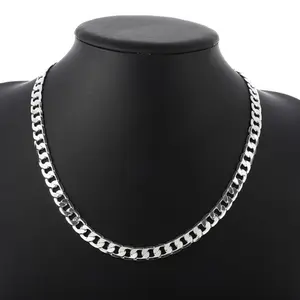 925 Silver Jewelry Personalized Men's Flat Side NK Necklace 7MM