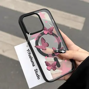 Luxury Magsafe Transparent Phone Case, Case For iPhone 16 Pro X XS MAX 11 12 13 14 15 Plus Series Case Magnetic Wireless Charge Cover, Decorative Phone Protective Cover