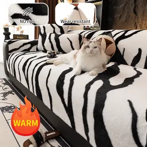 Modern Zebra Pattern Sofa Cushion, Warm Anti-Slip Wear Resistant Pet Friendly, Suitable for L-Shaped Couches, Living Room Office Bedroom