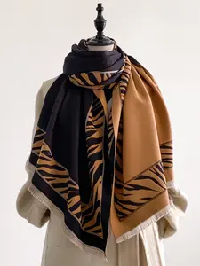 Women's Elegant Zebra Print Scarf, Fashionable Multifunctional Shawl/coverup, Perfect for Autumn/winter Decor, Thick Woven Fabric