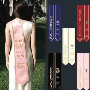 Custom Graduation Stole (not embroidered), Personalized Name Class Year, College Major Satin Sash, Graduation Scarf, Students Ceremony