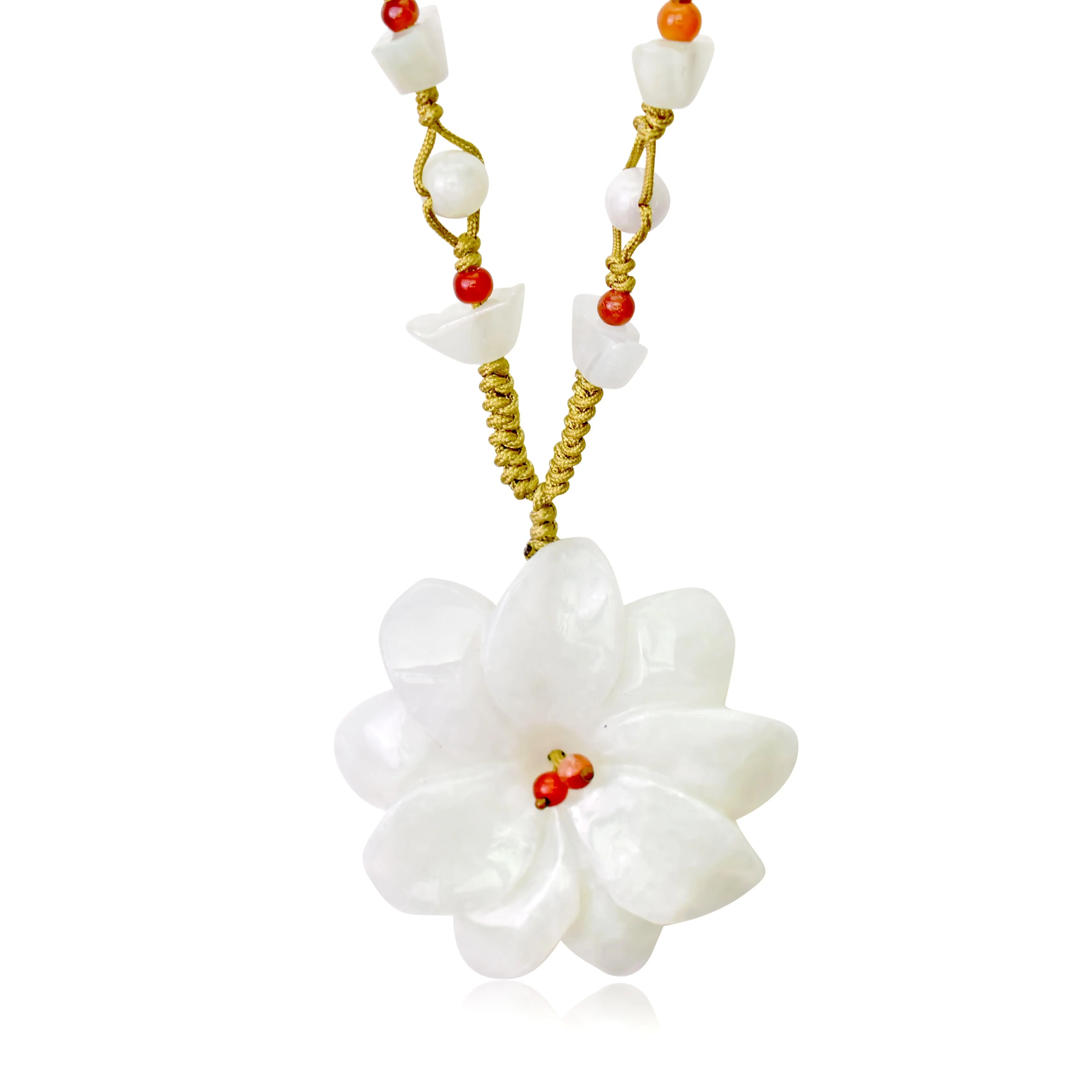 Bloom with Grace: The Dahlia Flower Large Jade Pendant Necklace