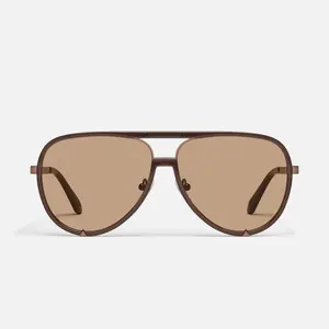 QUAY - HIGH PROFILE Aviator Sunglasses with Gold Metal Detailing & Adjustable Silicone Nose Pads Classic Style