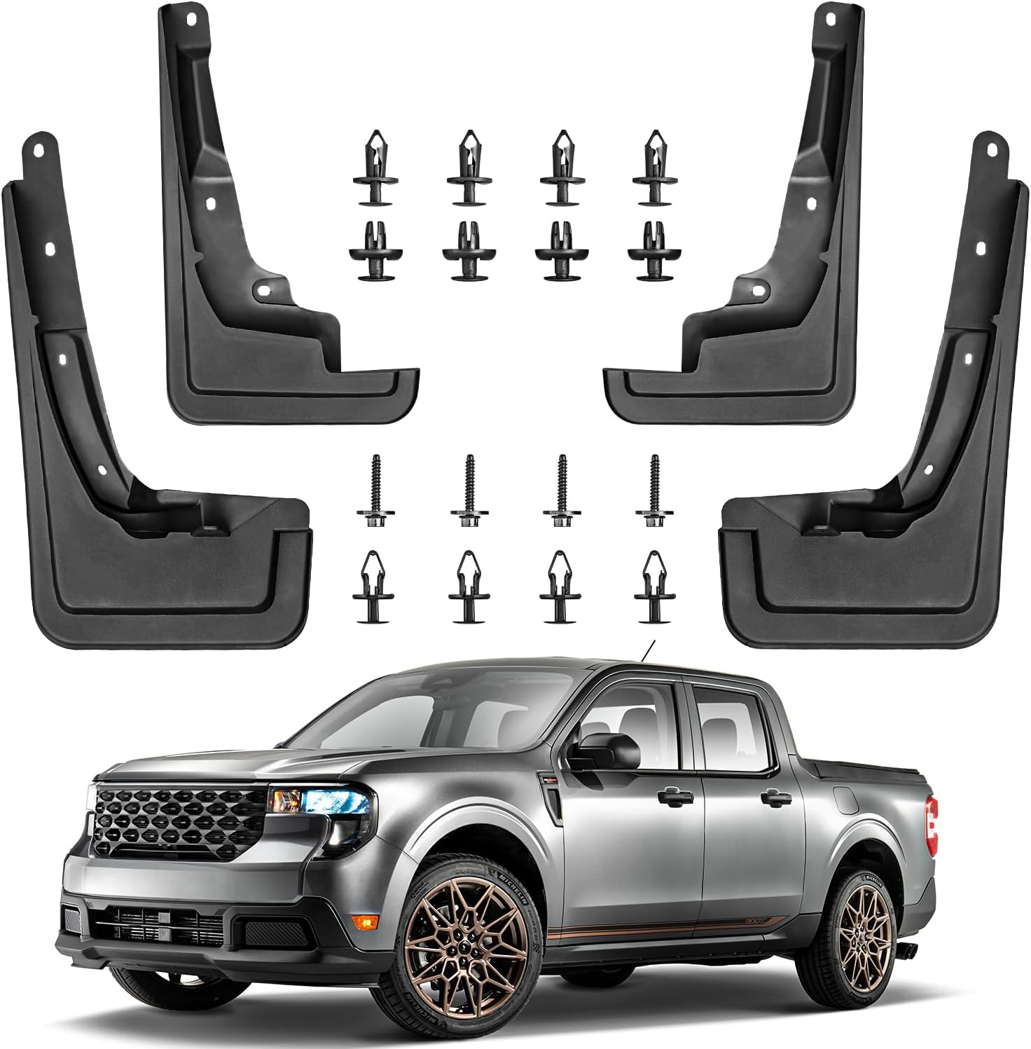 Mud Flaps Splash Guards Mudflaps Fit for Ford Maverick 2022-2026(Not for Maverick Lobo Edition) Pickup Truck 4PCS Exterior Tire Fenders Mudguards Kit Vehicle Wheel Liner Mud Flaps Splash Guards Mudflaps Fit for Ford Maverick 2022-2026(Not for Maverick Lobo Edition) Pickup Truck 4PCS Exterior Tire Fenders Mudguards Kit Vehicle Wheel Liner