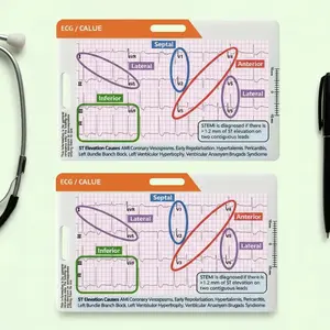 Analysis and Lab Value Card Bundle, 2pcs Multicolor ABS Acrylic Rapid Interpretation and Clinical Guide Cards for Identification Badges