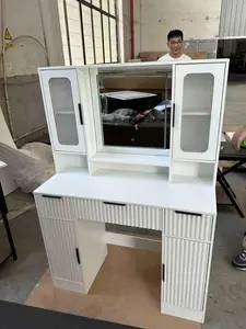 Garvee Vanity Desk with Lighted Mirror, White