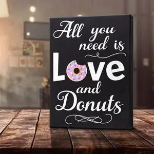 JennyGems All You Need is Love and Donuts Wooden Sign, Doughnut Shop Decor and Signage, Gifts for Donut Lover, Made in USA