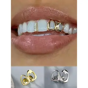 Unisex Hollow Heart Tooth Decor - Gold/Silver Hip Hop Grillz (Perfect Gift For Festival Goers)