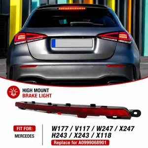For Mercedes-Benz W177 W247 X247 H243 X243 X118 LED Third Brake Light A220 B250 CLA250 GLA250 GLB250 Rear Stop Lamp, Abs