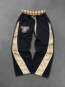 Hypemode Men’s Pants with Striped Print at Waist, Comfortable Drawstring Design for Casual Wear, Stylish Sportswear for Men, Breathable Pants