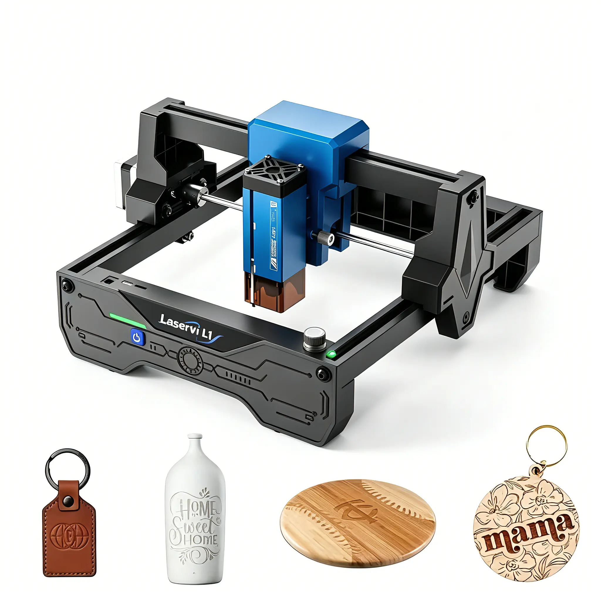 Laservii L1 Model 3W Power Mini Portable Laser Engraving Machine, APP Control, 0.04*0.04mm Engraving Precision, 12000mm/min Speed, Engraves Wood Leather Acrylic, Custom Design Tool for Creative Projects