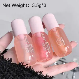 LJUY 3-Pack Lip Treatment Oil - Lip Oil Balm Reduces Fine Lines for a Smooth, Iridescent Shine, Glossy, Perfect Hydrating Gloss for Dry Lips, Hydrating Lip Care