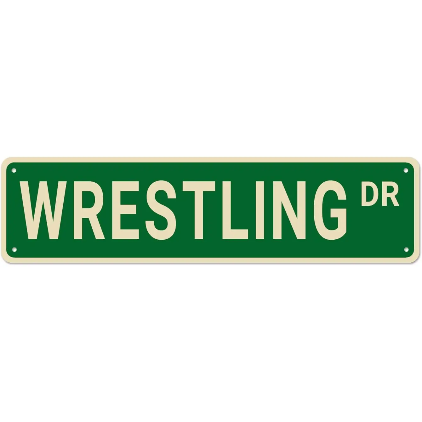 Vintage Wrestling Street Sign - 16x4 Inch Retro Metal Wall Decor with Green Background & White Lettering, Durable for Man Cave Home Kitchen Decor, Wrestling Fan Gift, No Electricity Needed, Wrestling Decor