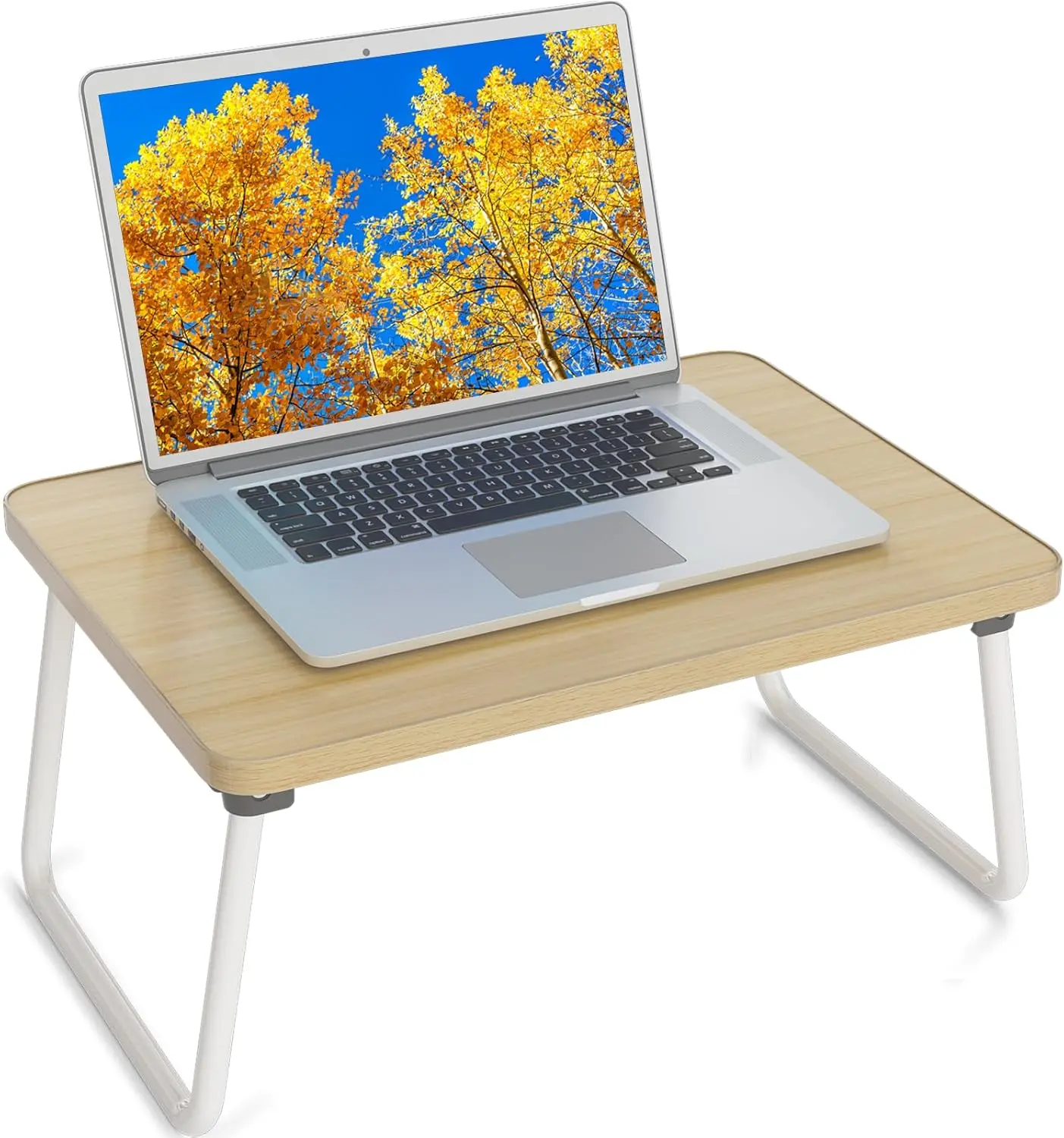 Lightweight Foldable Lap Desk with Folding Legs & MDF Board (17x12.2x8.3"), Portable Laptop Tray for Bed, Multi-Functional Mini Table for Working, Reading, Writing & Breakfast Serving