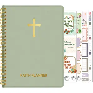 2025 Christian Planner - 12 Month Bible Journal and Prayer Planner A5 Spiral Bound, Monthly & Weekly Christian Organizer Gifts for Women Men (Grey Green) SUNEE