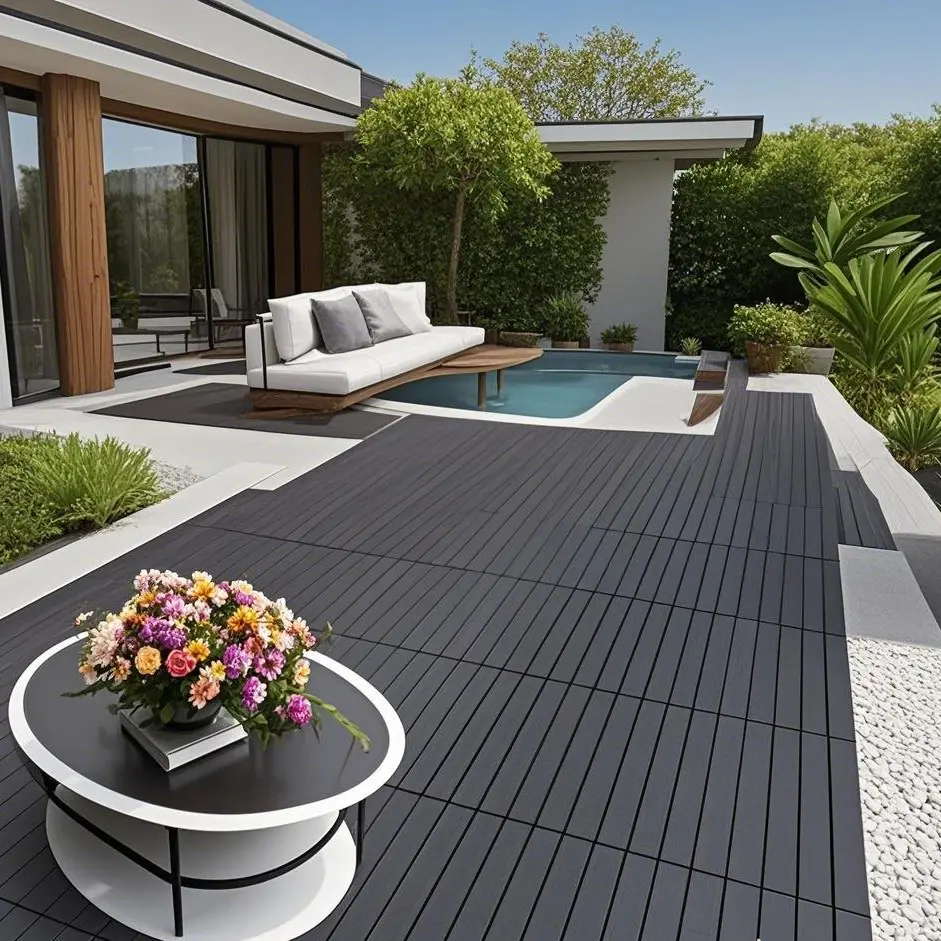 24pcs  2FT Patio Deck Tiles, DIY Module Interlocking Decking Tiles Floor Tile,Easy and Quick Installation Court Tiles for Porch Poolside Outdoor and Indoor Balcony Backyard