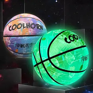 【Adult Size 7 Glow-In-The-Dark Luminous Effect Basketball】 Indoor Outdoor Dura Anti-Slip Streetball, Soft PU Leather Sports Equipment