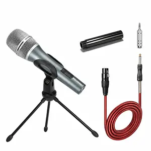 NILUNWEI Dynamic Vocal Microphone - Heart-Shaped Directional Wired Mic for Live Singing, with 14ft XLR to 1/4in Audio Cable, Desktop Tripod, Extension Pole, Mic Storage Bag
