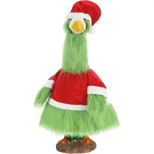 Christmas Porch Goose Outfits Clothes for Plastic 23'' Cement Goose Duck Lawn Yard Decorations(Novelty Style)