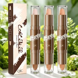 Dual-ended concealer contour stick with highlight and shadow shades to shape facial features for daily natural makeup look