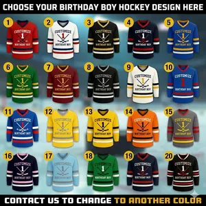 Custom Hockey Jersey – Personalized Birthday Jersey with Name & Number – Toddler to Adult Sizes – Ice Hockey Fan Gear in all Colors