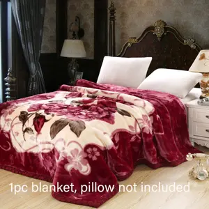Double-Layered Raschel Blanket, Comfortable Soft Throw, Vintage Classic Trendy Cover, Fashion Minimalist Elegant Asian Style Rug, Machine Washable Blanket