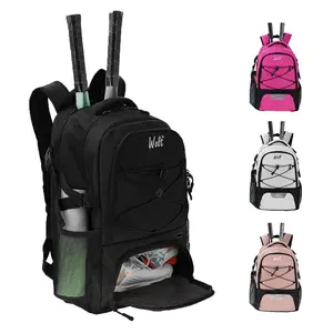 Wolt Tennis Backpack for Men and Women with Large Tennis Racket Storage, Shoe Compartment, and 2 Rackets, Multi-Functional Sports Bag Gear