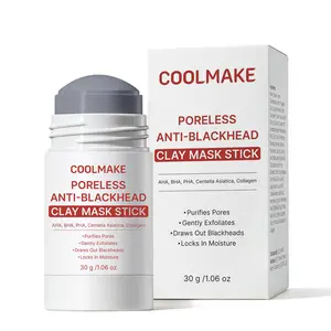 COOLMAKE 3-in-1 Poreless Anti-aging Clay Stick Cleansing Blackhead Remover Face Mask Stick with Centella Asiatica Gentle Exfoliating Smoothing Skin Non-Drying Skincare
