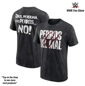 Los Perros del Mal AAA Faction Graphic Tee Lucha Wrestling Shirt Wash 230GSM Premium Cotton Men Top Legendary Mexican Wrestling Stable Tribute Vintage Graphic Tee Fan Gift Collector Apparel