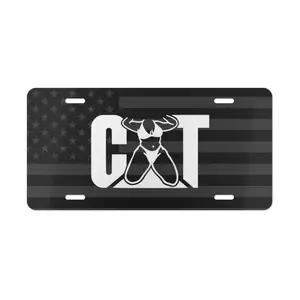 CAT Curvy Flag Vanity Plate, Aluminum License Plate, Car Tag, Accessories