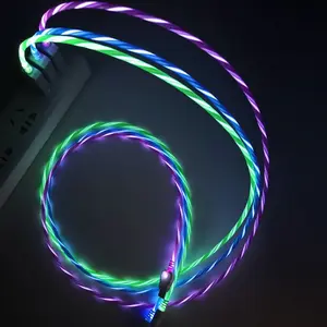 2.4A RGB LED Light Durable USB Cable for IPhone IOS Lighting 3FT - Blue Charger Charging