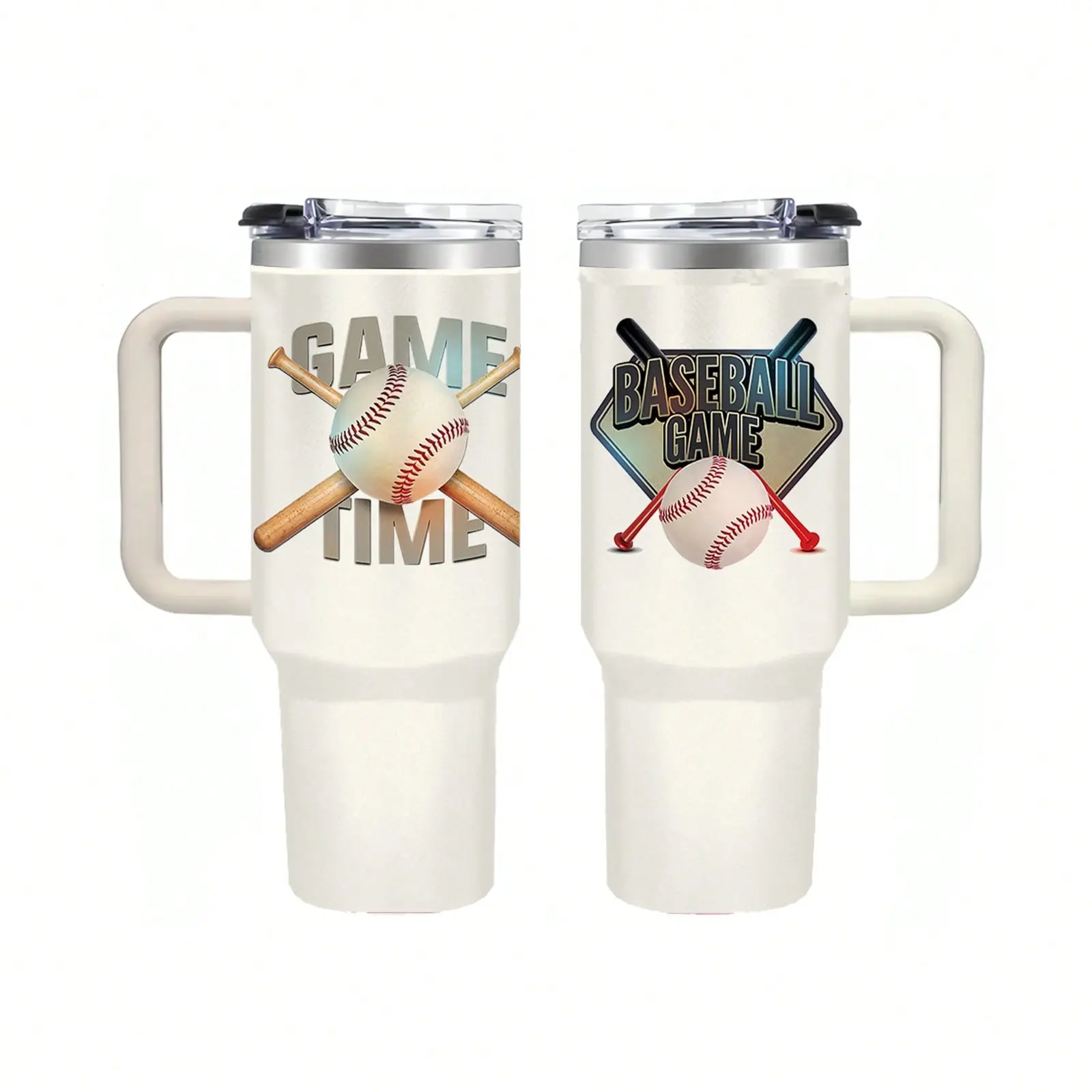 40oz Modern Portable Stainless Steel Vacuum Insulated Tumbler Flask - Leak-Proof Baseball Travel Water Bottle with Handle, Straw Lid, Keeps Cold/Hot 7-12 Hours, 1000-2000ml, Gift for Baseball Lovers