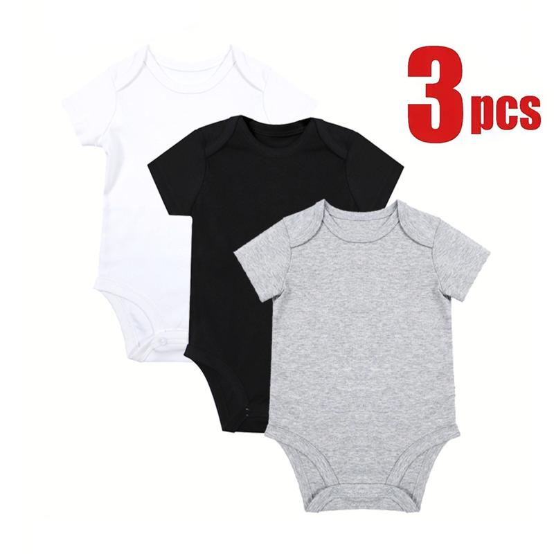 3-Pack Unisex Baby Bodysuits: Ultra-Soft All-Season Crawling Outfits (Multi-Color) Comfy 100% Cotton Short-Sleeve One-Pieces with Easy Diaper Snap Buttons – Machine-Washable, Budget-Friendly 3-Set, Perfect Gift for New Parents & Baby Showers