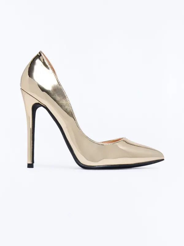 Women Sofinie Patent Stiletto Pumps 4" Ultra High Heel Pointed Toe Metallic Fashion Stylish Walking Shoes Footwear