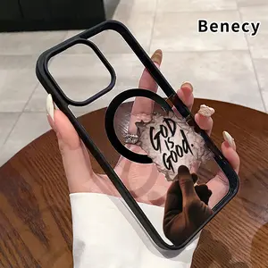 Divine Affirmation Note Pattern Magnetic Phone Case for iPhone 17 Pro Max 16 Plus 15 14 13 12 11 Air E  Anti-Yellowing Shockproof Lightweight Transparent Acrylic Soft Cover Supports Wireless Charging.