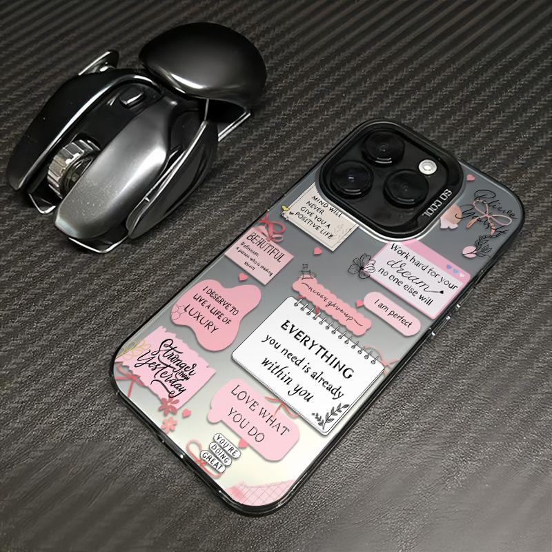 Pink Style Growth Quotes Phone Case Durable Hard Acrylic Back Case With An Anti-Yellowing Coating, Made From High-Quality Designed For Reliable Drop Protection For Your Phone For iPhone 17.16.15.14.13.12.11.X.XS.XSMAX.XR.8.7