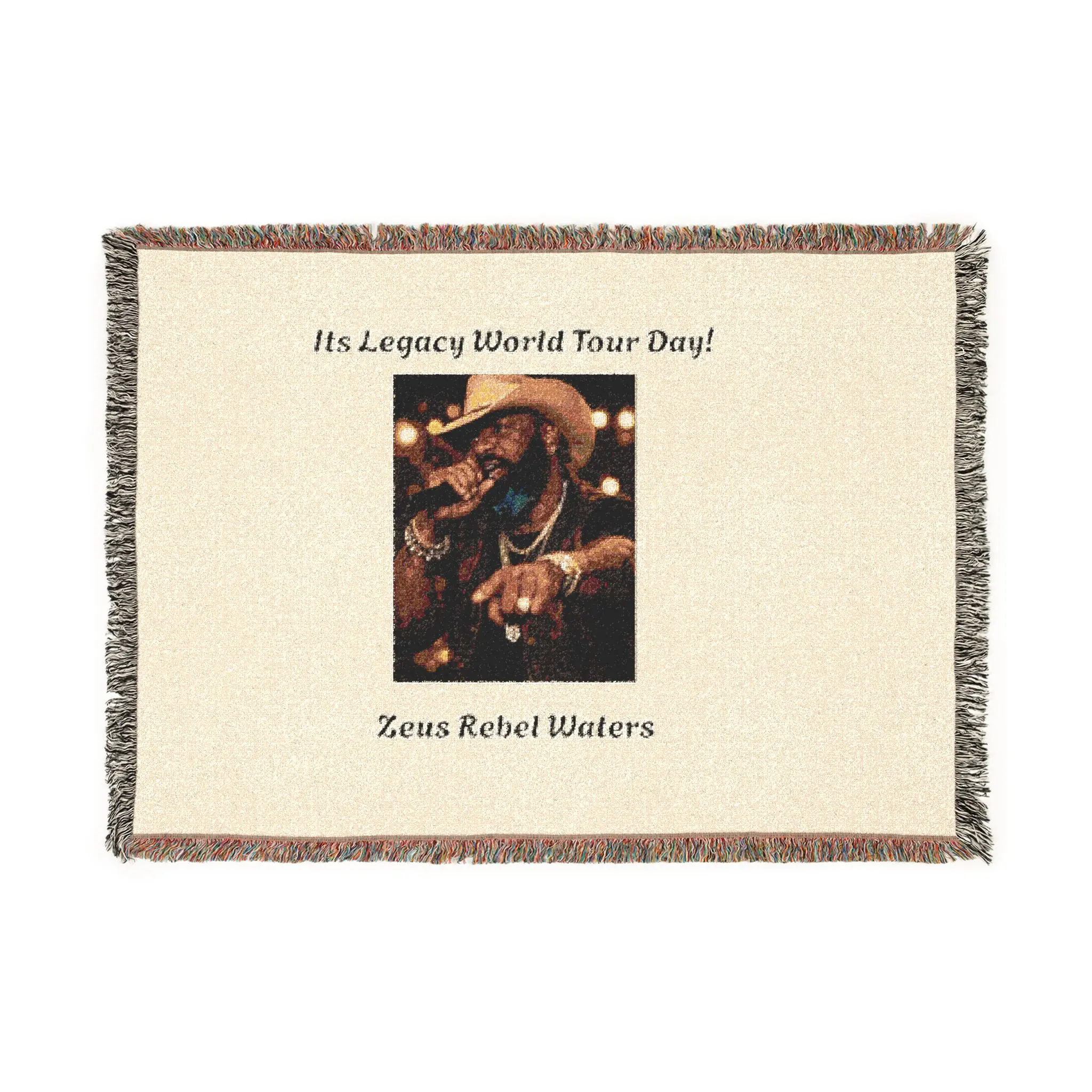 Zeus Rebel Waters Tour Woven Blanket | Vintage Art Tapestry Throw